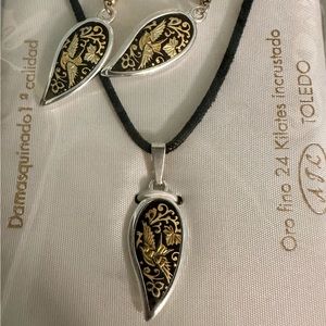 Beautiful Gold plated jewelry set from Toledo Spain